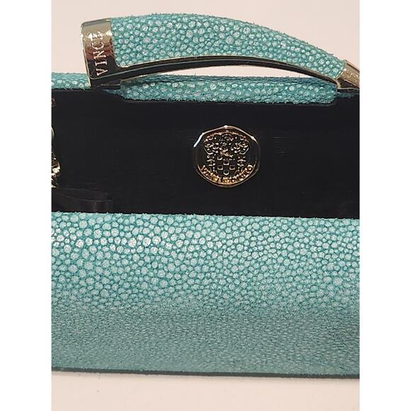 Vince Camuto Women’s Evening Clutch Bag Turquoise Faux Stingray Texture Gold... - Picture 10 of 12